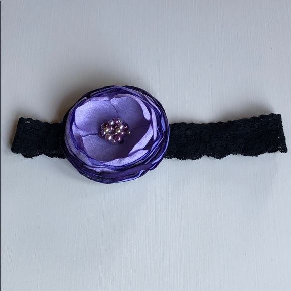 Little Lovelies | Purple & Black Floral Lace Headband - Picture 5 of 9